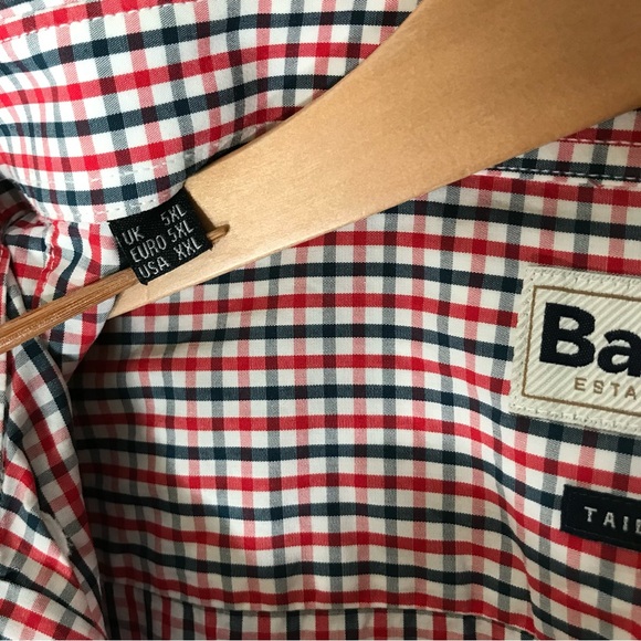 Barbour Check Collared Button Down Shirt Cotton Red Blue Long Sleeve Men's XXL - Picture 4 of 12